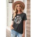 impiad Black Wildflowers Graphic T-Shirt for Women – Unique and Comfortable Crew Neck Tee