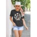 impiad Black Wildflowers Graphic T-Shirt for Women – Unique and Comfortable Crew Neck Tee